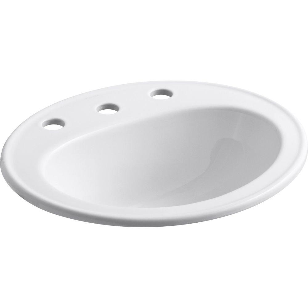 Pennington Ceramic Oval Drop-In Bathroom Sink with Overflow