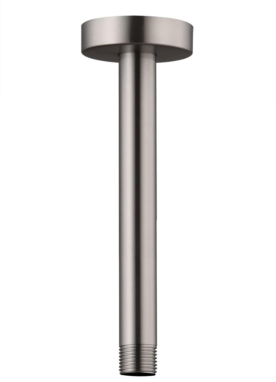 Ceiling Mount Shower Arm with Flange for Rain Shower Head,Stainless Steel Straight Arm for Fixed Shower Head,6 Inch Brushed Nickel