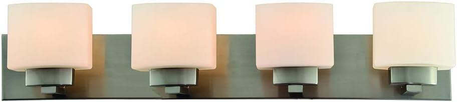 Design House Dove Creek 4-Light Dimmable Vanity Light with Frosted Glass Shades, Satin Nickel