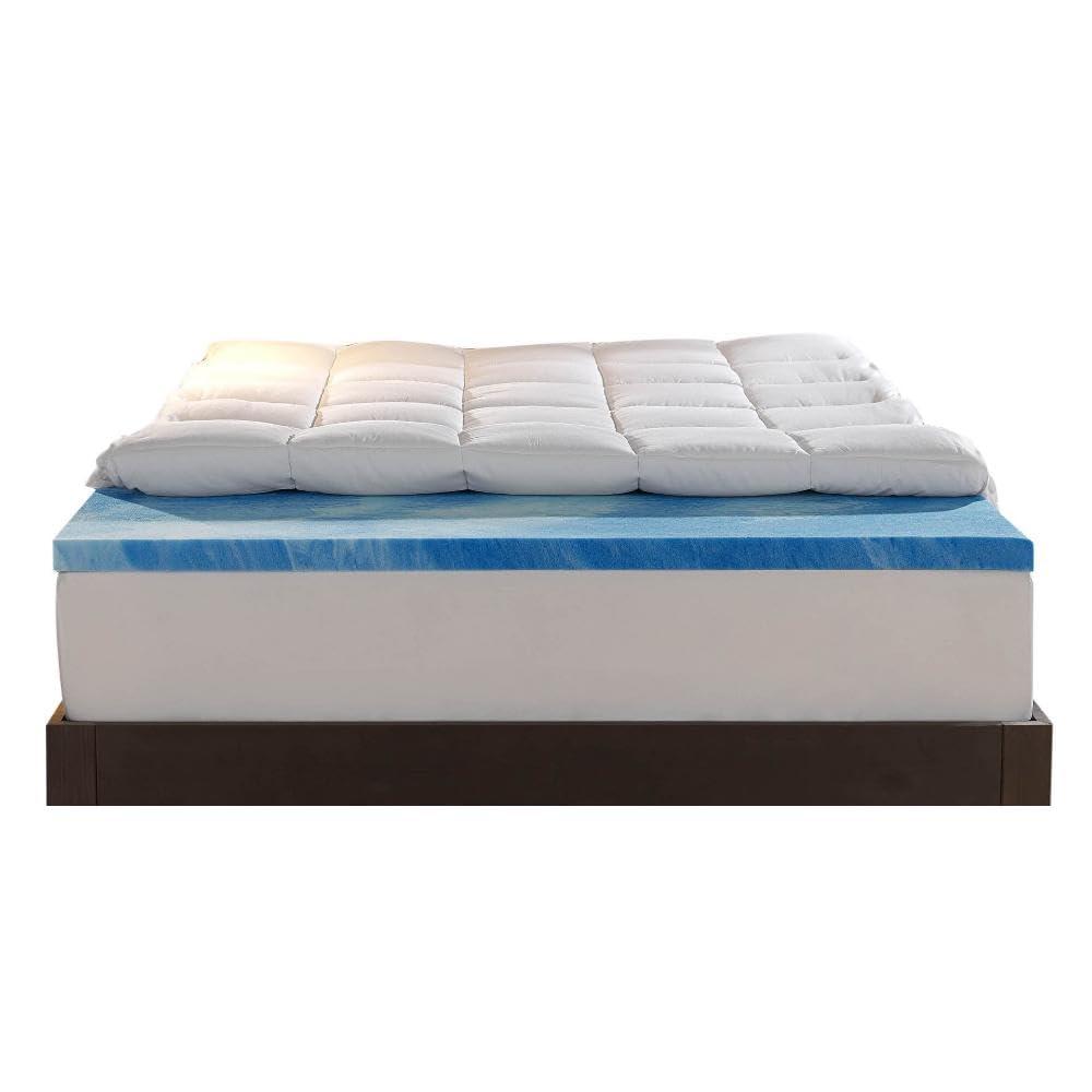 Sleep Innovations Memory Foam Mattress Topper, Twin, Gel Dual Layer Support, 4 inch