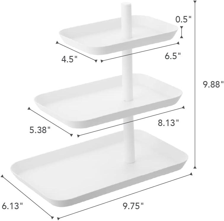 Modern 3-Tier White Metal Accessory & Jewelry Organizer Tray