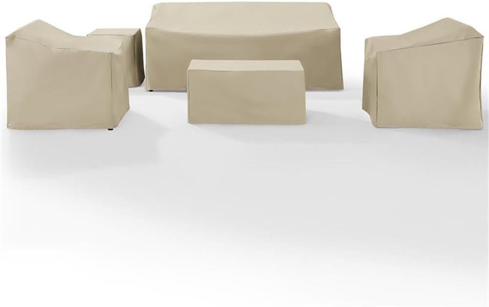 Crosley Furniture 5 Piece Outdoor Vinyl Sofa Cover Set in Tan