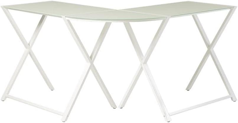 Walker Edison 51" L-Shaped Computer Desk with X-Base in White