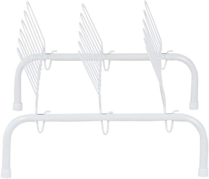 White Metal 9 Pair Freestanding Shoe Rack Organizer, 2 Pack