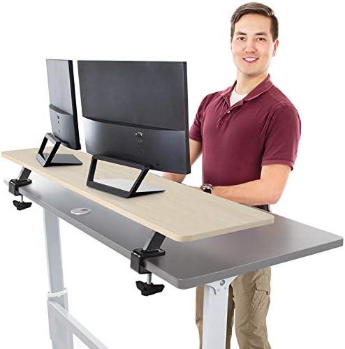 Stand Steady 55 Inch Clamp On Desk Shelf | Large Monitor Riser Supports 3 Screens for Extra Storage | Ergonomic Monitor Stand Securely Attaches to Surface with Clamp Base - No Screws (55 in/Maple)