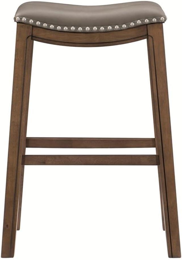 Homelegance 29" Pub Height Wooden Bar Stool Saddle Seat Barstool, Gray Brown