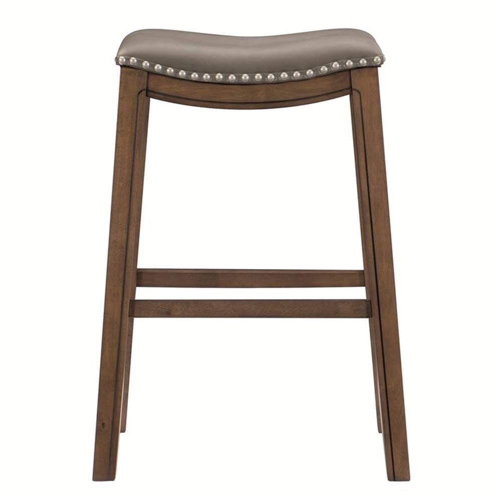 Homelegance 29" Pub Height Wooden Bar Stool Saddle Seat Barstool, Gray Brown