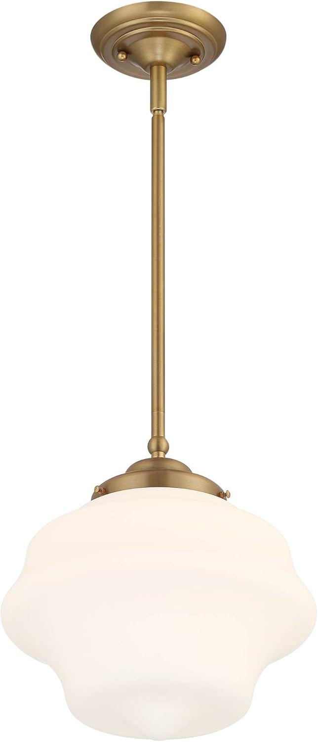 Possini Euro Design Soft Gold Mini Pendant Light 11" Wide Modern Schoolhouse Opal Glass Shade for Dining Living Room House Island