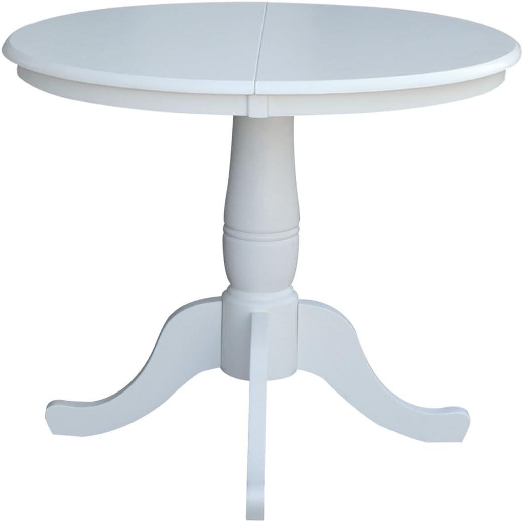 Farmhouse Elegance 50" Extendable Round Wood Dining Table in White