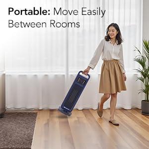 Comfort Zone 26" Oscillating Digital Tower Heater with Remote Control for Indoor Use, Adjustable Thermostat, Timer, Overheat Protection, Tip-Over Switch, Ideal for Home, Bedroom, & Office, HT1206-NVY