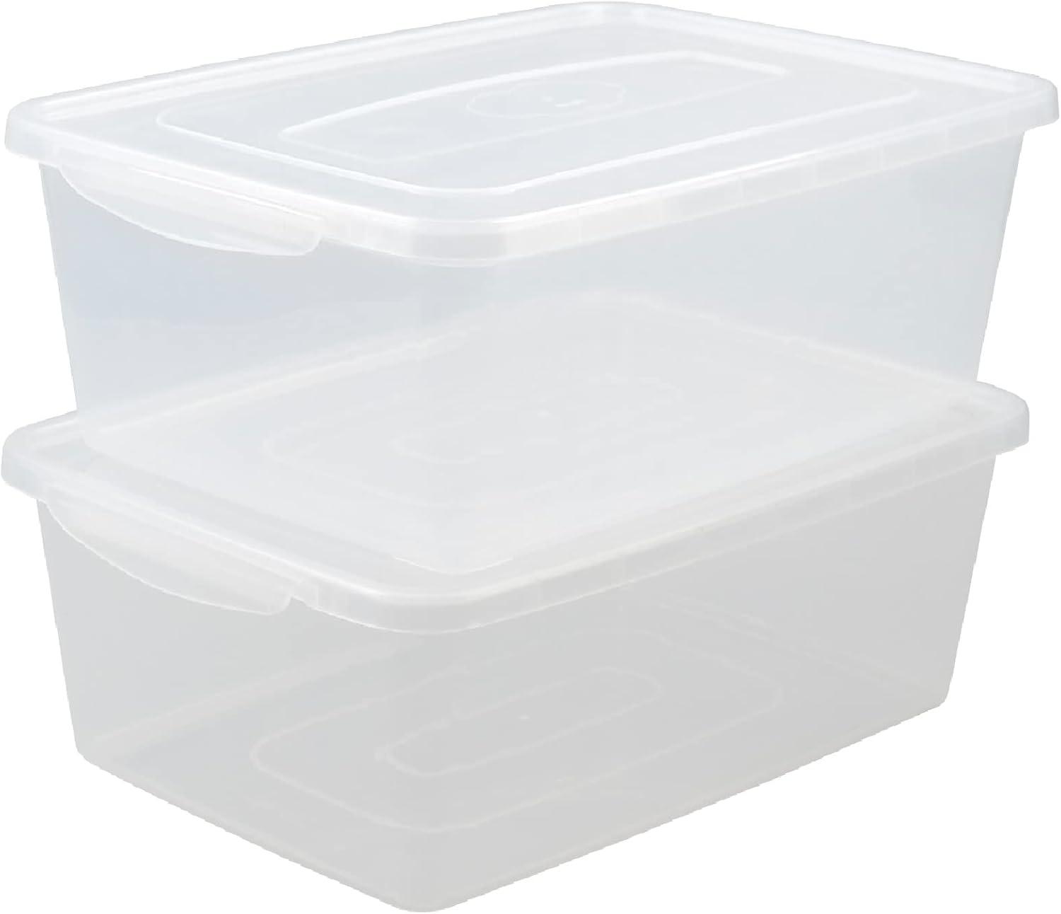 Clear Stackable Plastic Storage Boxes with Lids, 16 Quart, 2-Pack