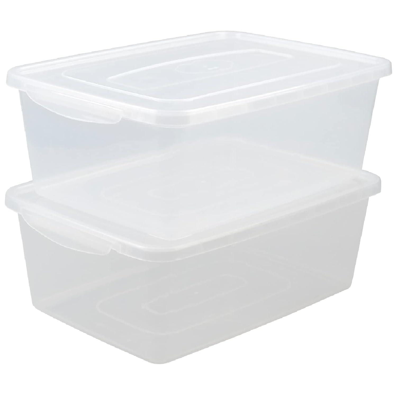 Zopnny 2-Pack Plastic Containers Box with Latching Lid, Stackable Nestable Storage Bins, Clear Pizza Dough Proofing Box, 16 Quart