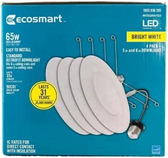 EcoSmart 6-Inch Matte White LED Recessed Baffle Trim 4-Pack