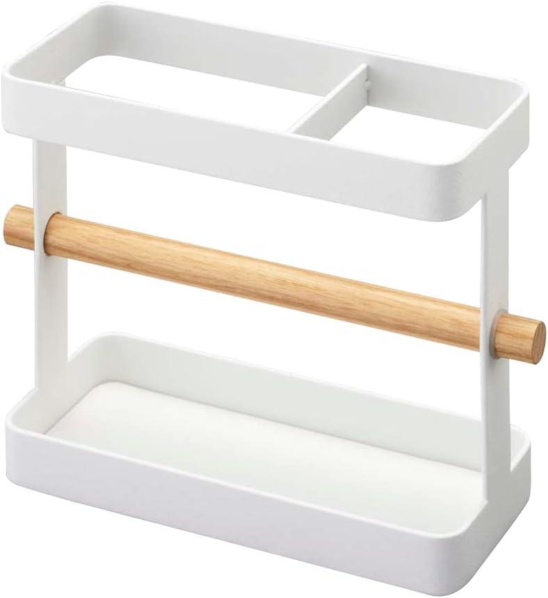 Tosca Yamazaki Home Wide Tool Stand, Kitchen Utensil Holder, Cooking Storage Organizer, Steel + Wood