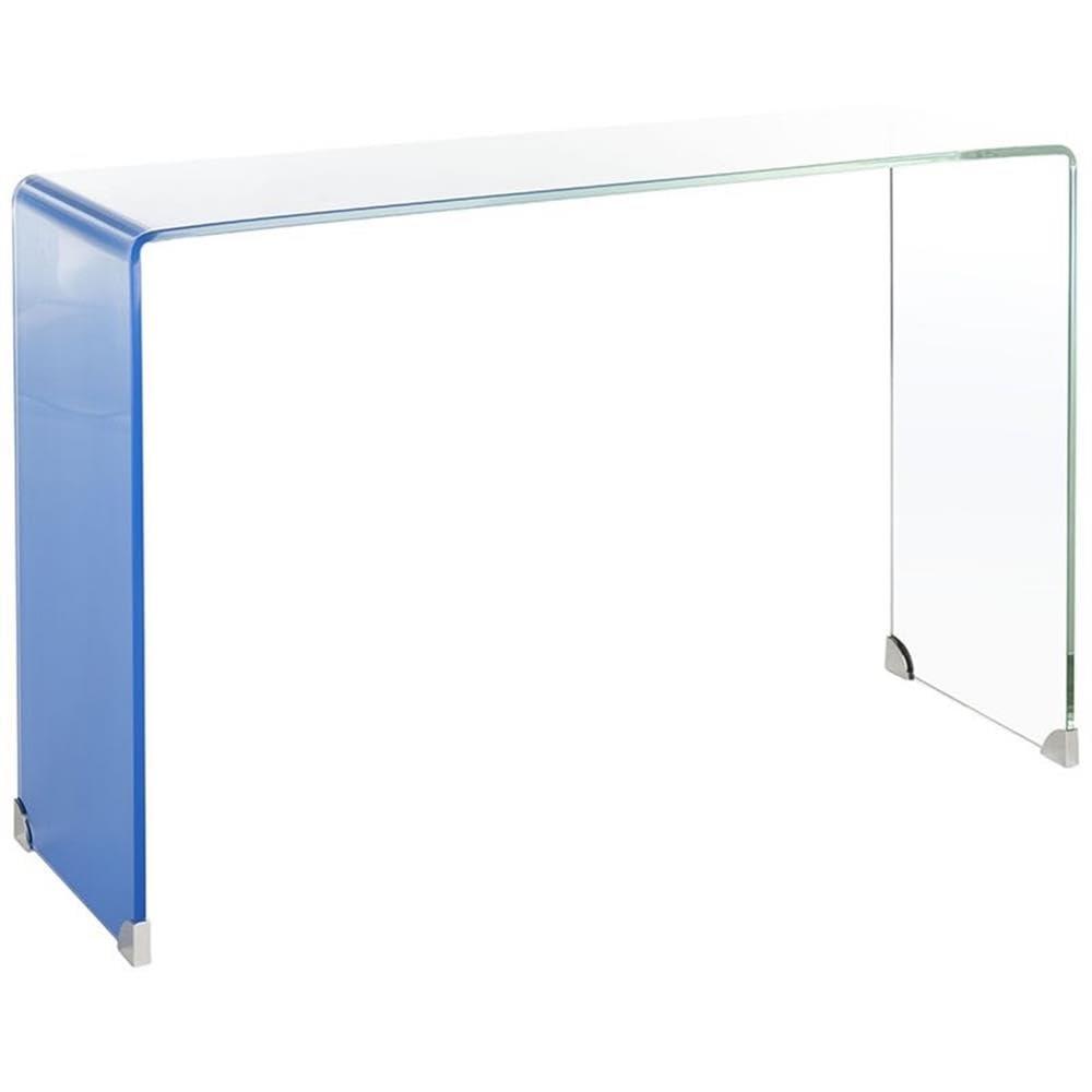 Crysta Ombre Glass Console Table - Clear/Blue - Safavieh