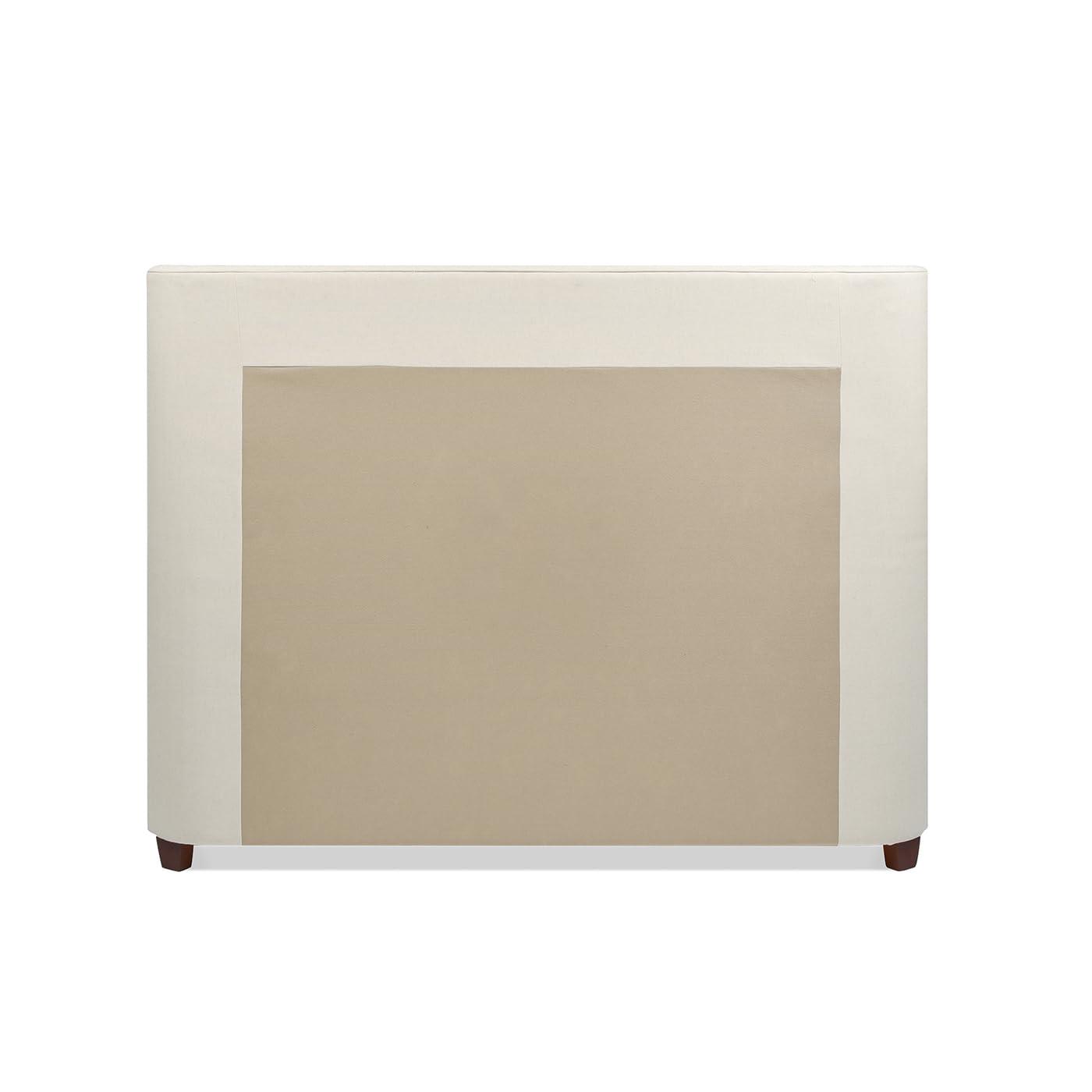 Jennifer Taylor Home Geneva Curved Wing Upholstered Platform Bed Frame, Queen, Light Beige Linen