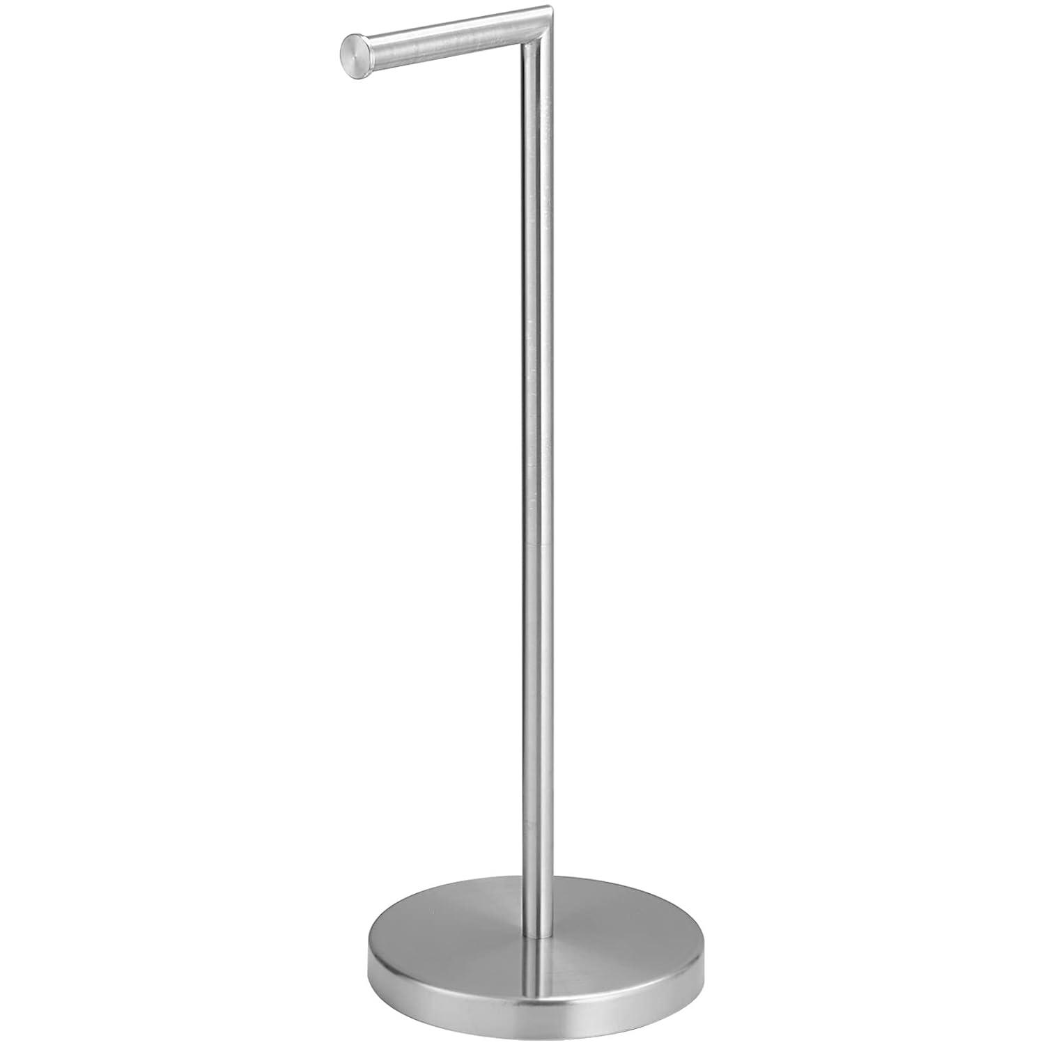 BGL Freestanding Toilet Paper Holder - Brushed Nickel, Reserve Storage for Paper Rolls