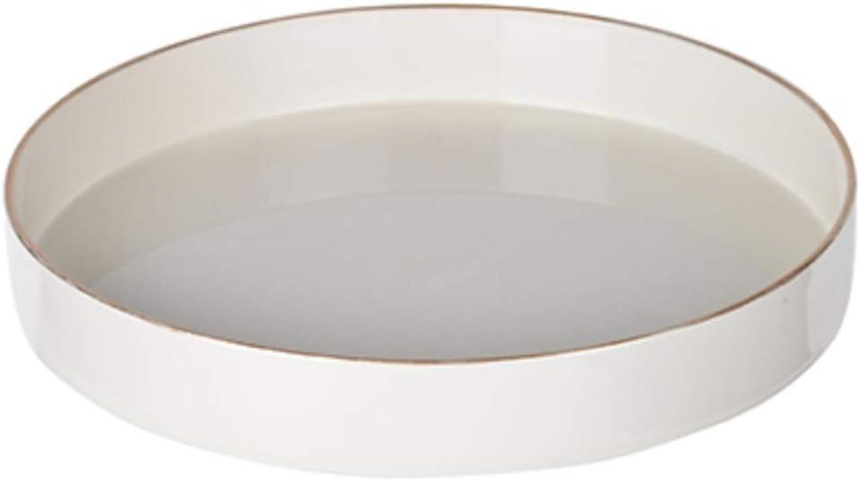 Glossy White Round Plastic Tray with Gold Accents