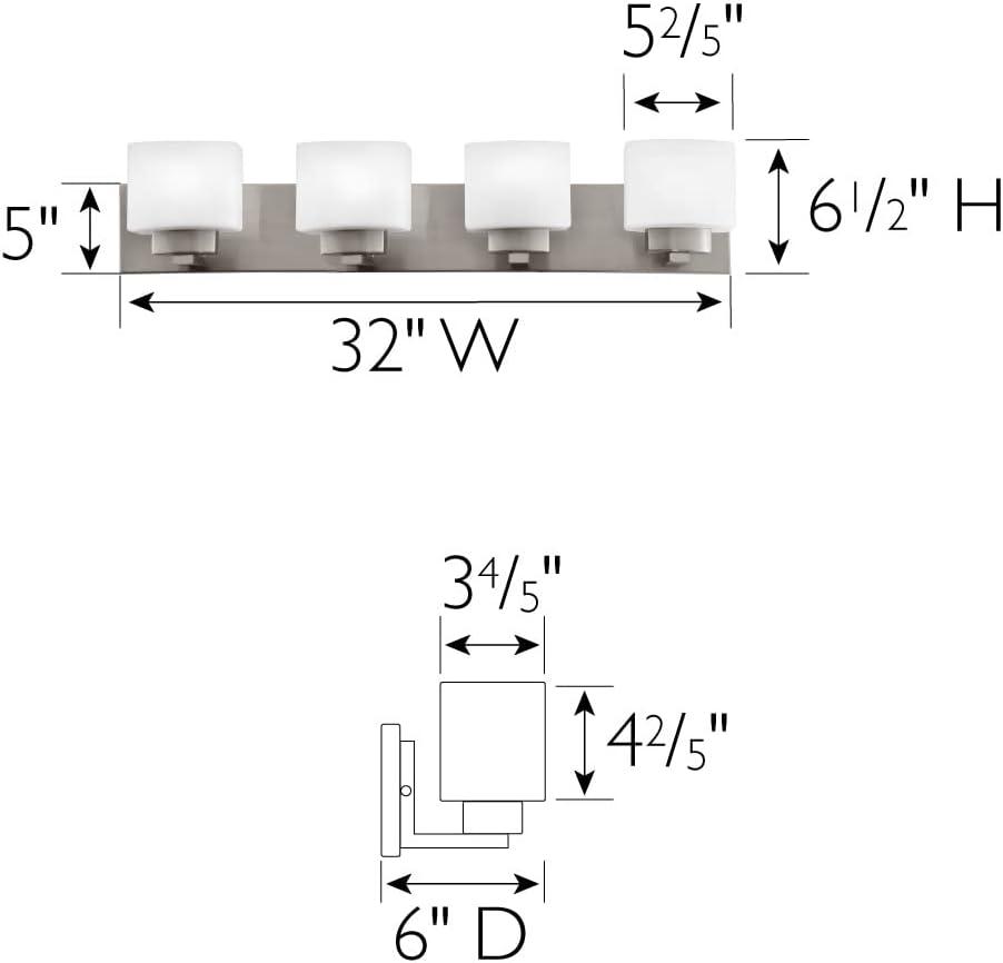 Design House 578013 Dove Creek Vanity Light Dimmable with Frosted Glass for Above Bathroom Mirror, Satin Nickel, 4-Light