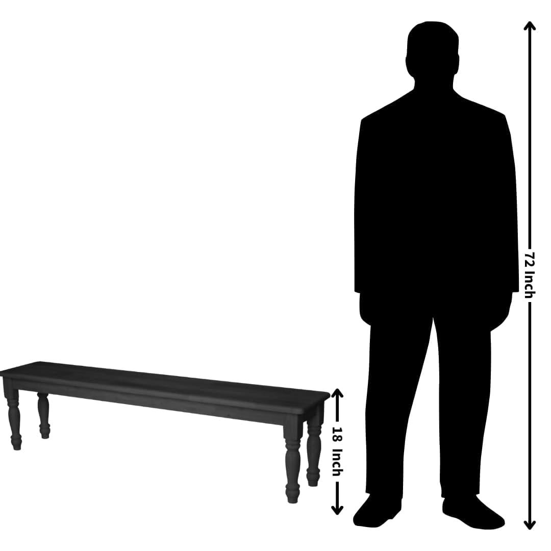 72" Shaker Style Bench with Turned Legs Unfinished - International Concepts: Solid Wood, Entryway Seating