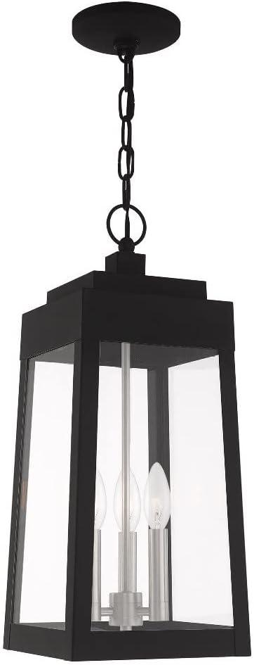 Bronze and Clear Glass 3-Light Outdoor Pendant Lantern