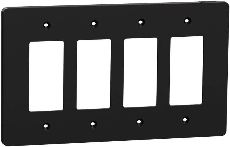 Matte Black 4-Gang Mid Size Wall Plate Cover