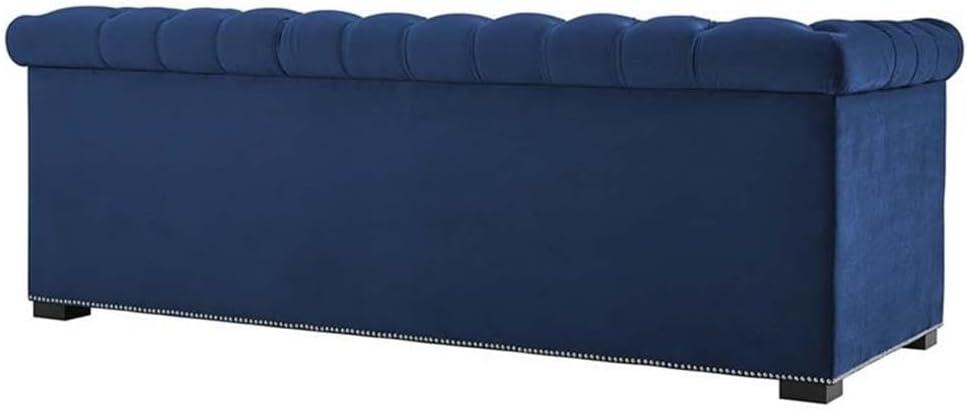 Modway Heritage Performance Velvet Sofa in Midnight Blue