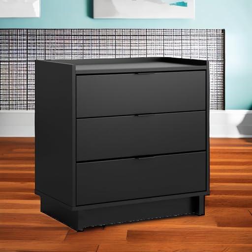 Prepac 26.5" Wide Simply Modern 3 Drawer Nightstand Black