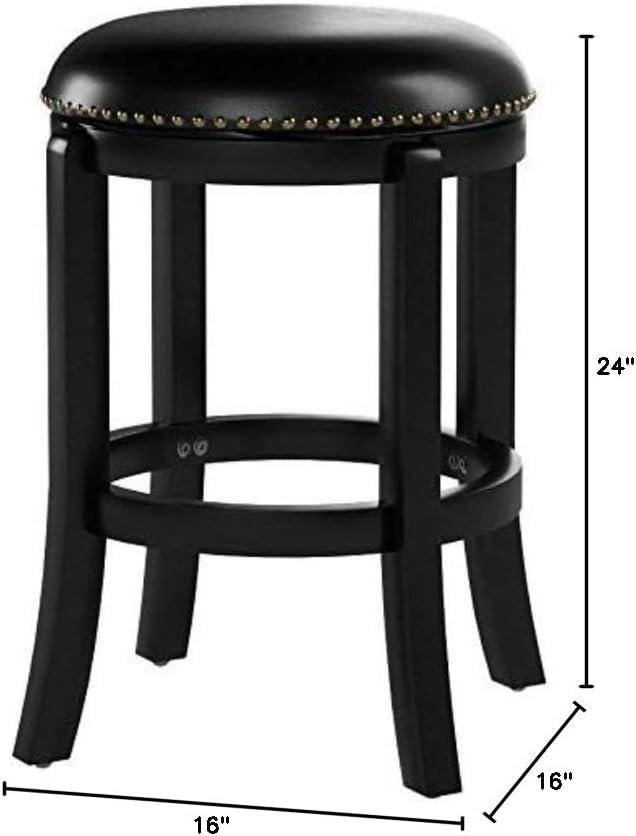 Cordova Swivel 24" Counter Height Barstool Hardwood/Black - Boraam: Brass Nailhead Trim, Durable Flared Legs