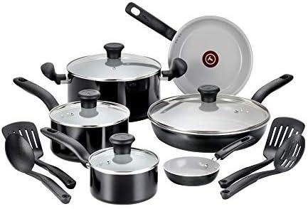 T-fal 14-Piece Black Aluminum Nonstick Cookware Set