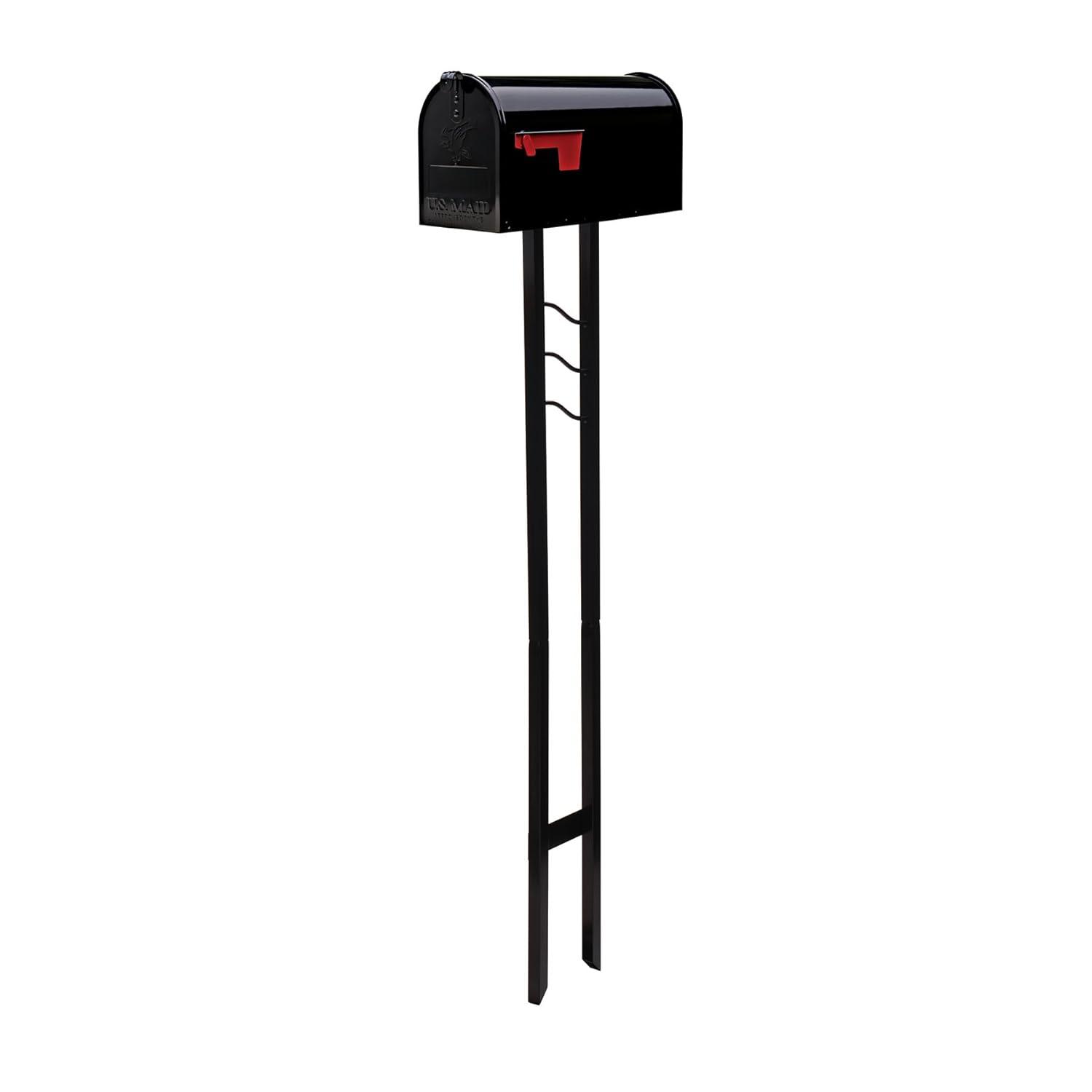 Mailbox-To-Go Classic Galvanized Steel Post Mount Mailbox, Black