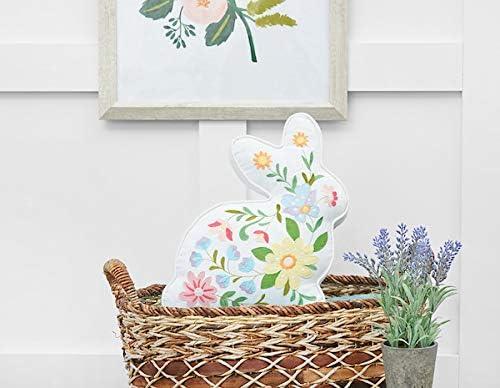 C&F Home 14" Floral Easter Bunny Spring Shaped Throw Pillow