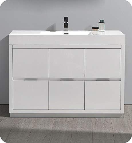 Fresca Valencia 48" Single Sink Wood Bathroom Cabinet in Glossy White