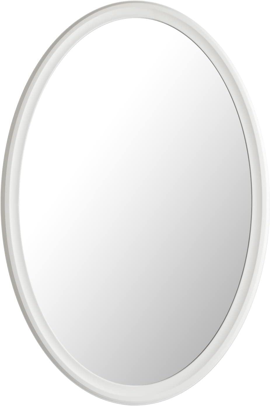 24" x 36" Hogan Oval Decorative Framed Wall Mirror White - Kate & Laurel All Things Decor: Modern Style, No Assembly Required