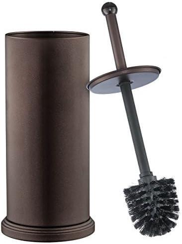 Home-it Toilet Bowl Brush and Holder - Bronze Bathroom Accessories Covered Toilet Brush Compact, Space Saving, Deep Cleaning for Tall Toilet Bowl, Great Scrubber Cleaner