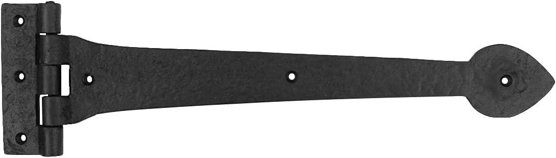 15-Inch Black Wrought Iron Spade Tip Gate Strap Hinge