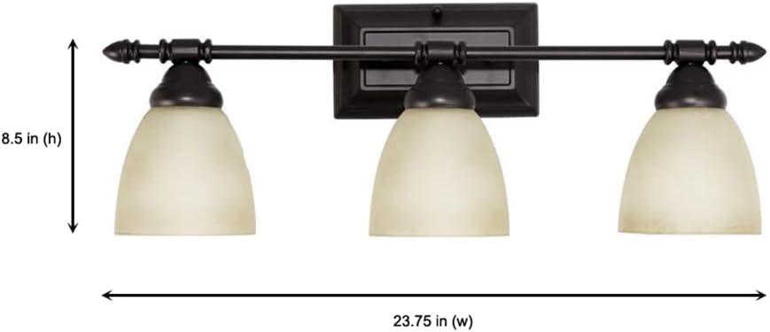 Oil Rubbed Bronze Three Light Down Lighting 23.75in Wide Bathroom Fixture