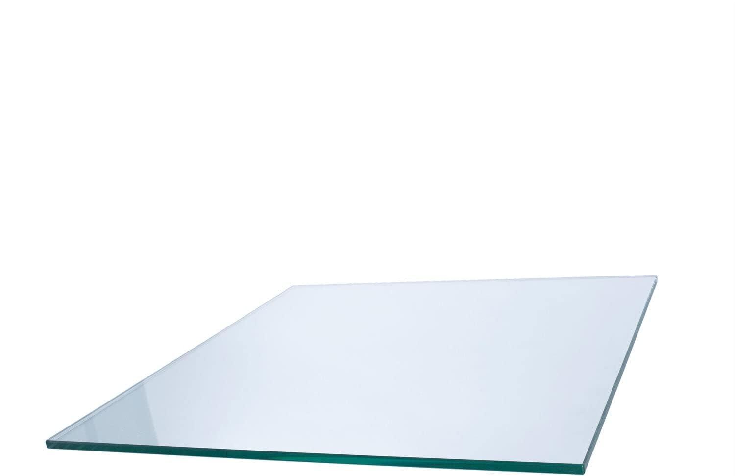 Elegant 24" Square Clear Tempered Glass Table Top with Pencil Edge