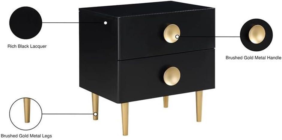 Meridian Furniture Zayne Contemporary Metal Nightstand in Rich Black Finish