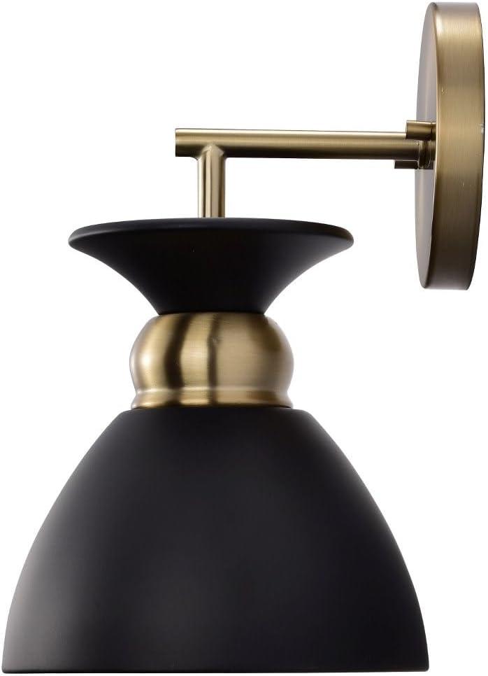 Matte Black and Brass 11" Metal Wall Sconce