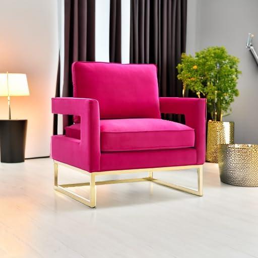 TOV Furniture Avery Pink Velvet Chair with Gold Base