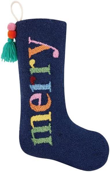 Peking Handicraft Merry Stocking with Pom Pom Tassel, 20-inch Length, Wool, Cotton, Christmas, Home D√©cor, Holiday Tradition