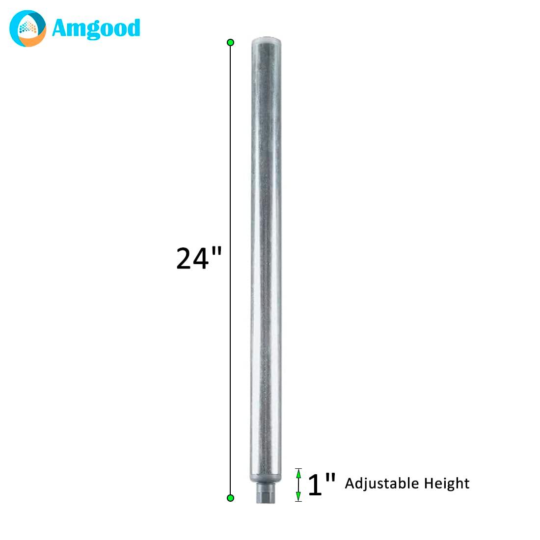AmGood Galvanized Steel Legs for Work Tables | Set of 4 (24" Legs, 4 Pack, Plastic Bullet Feet)