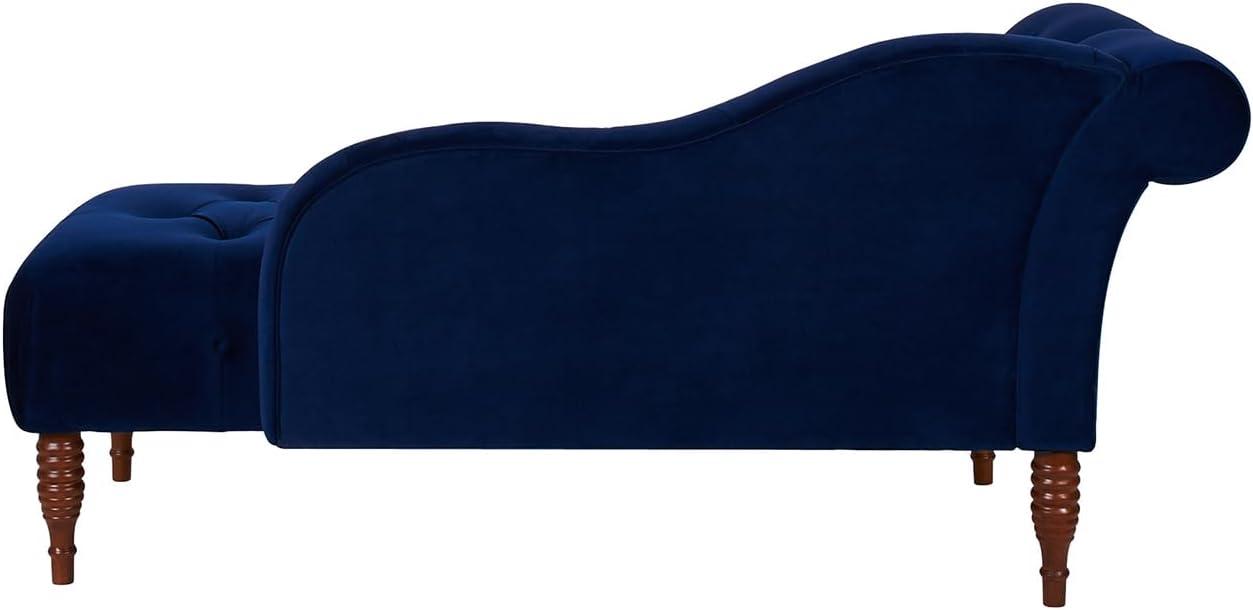 Elegant Navy Blue Velvet Sustainably Sourced Wood Chaise Lounge