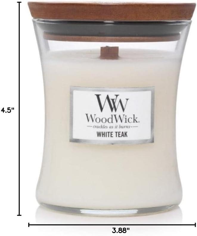 WoodWick Medium Hourglass Scented Candle, White Teak, 9.7 oz