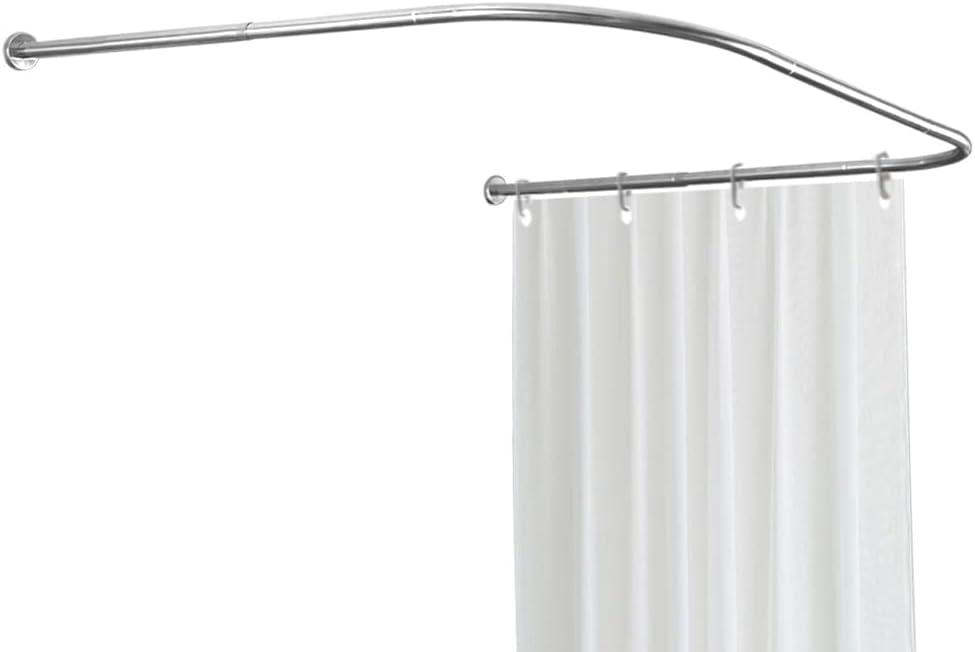 Hershii Adjustable Curved Shower Curtain Rod Wall Mounted U-Shaped Bathroom Corner Curtain Hanger Pole Bath Metal Shower Rail Bar (35.43-51.18) x 43.3 x(35.43-51.18) Inch, Drilling to Install