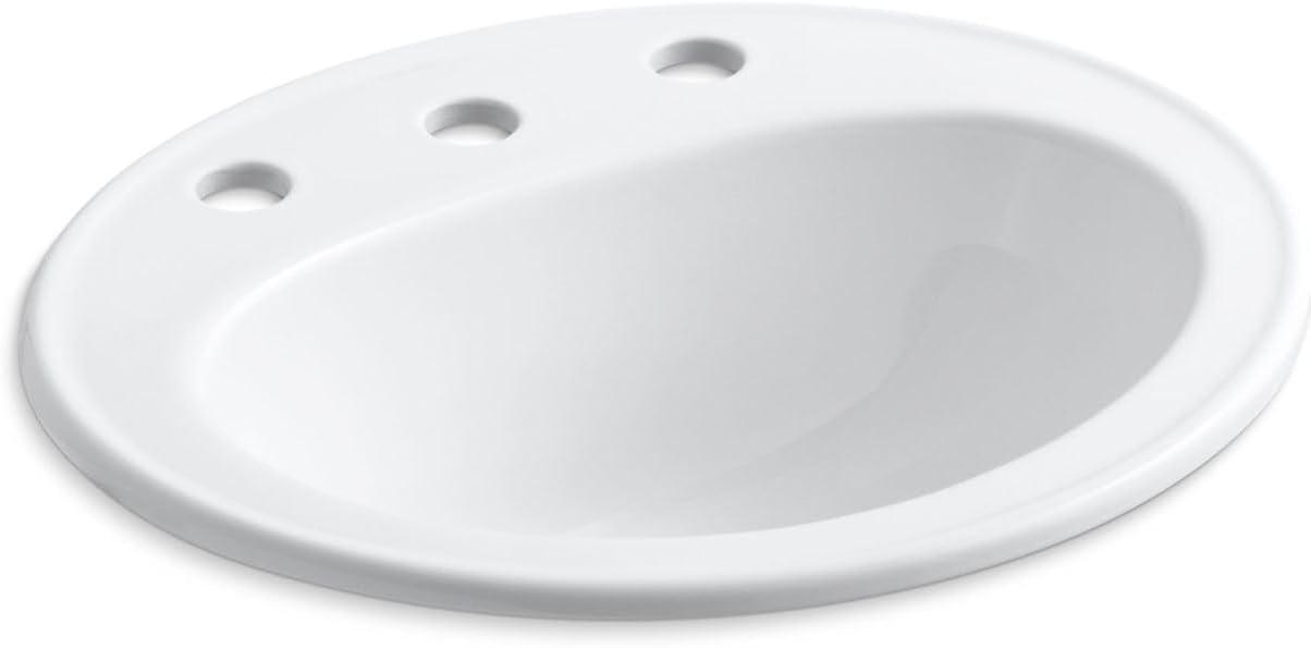 Pennington Ceramic Oval Drop-In Bathroom Sink with Overflow