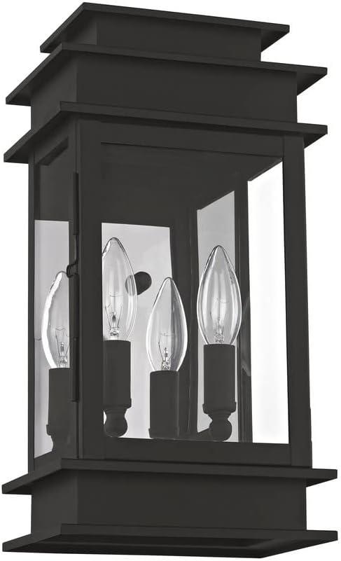 2014-04-Livex Lighting-Princeton - 2 Light Outdoor Wall Lantern in Traditional Style - 7.5 Inches wide by 14 Inches high-Black Finish