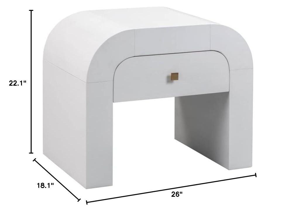 TOV Furniture Hump White Acacia Nightstand with Gold Accents