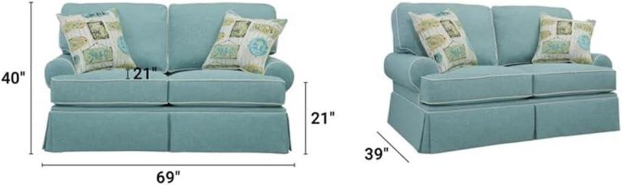 American Furniture Classics Model 8-020-S275A Coastal Aqua Series Loveseat with Four Accent Pillows